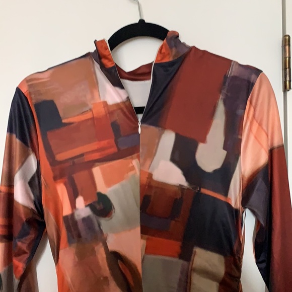 Multi-Pattern Bodycon Dress with Ruching - Picture 4 of 4